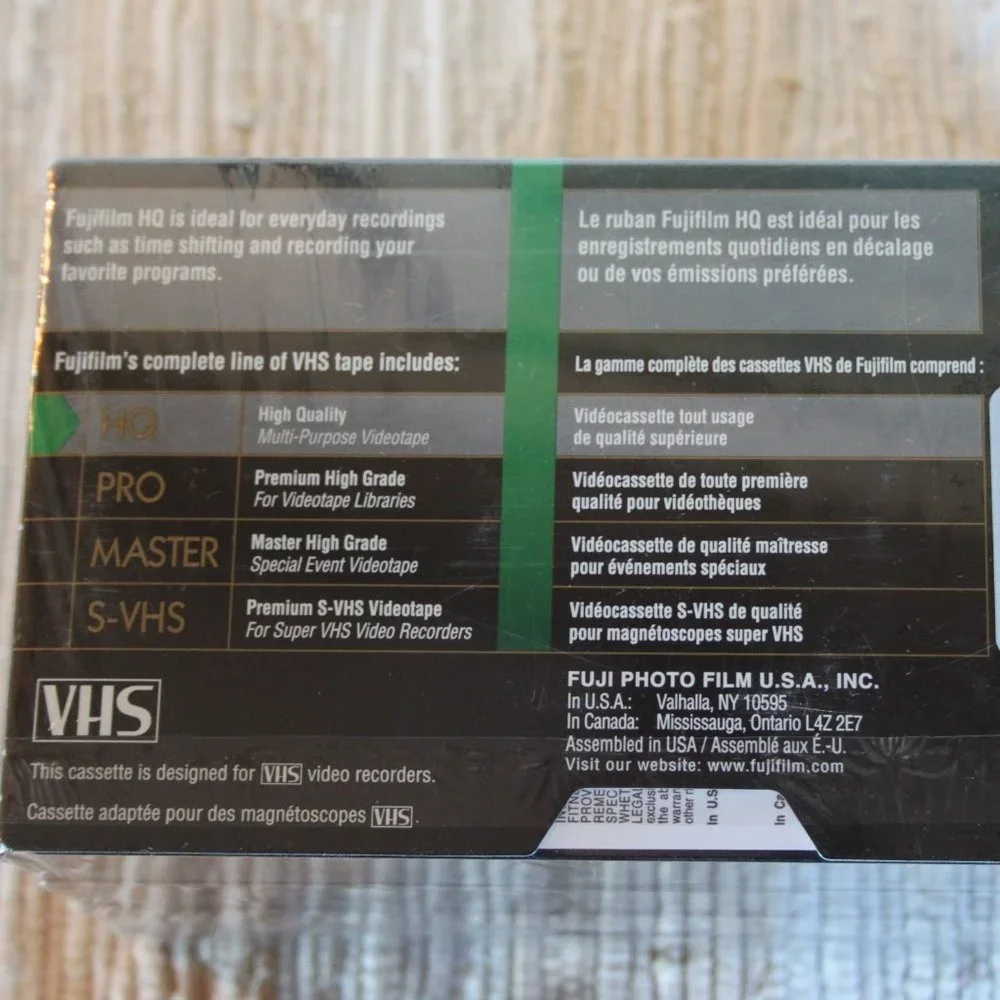 FUJIFILM LOT (5) HQ-120 6 HOUR BLANK VIDEO CASSETTE TAPES VHS NEW-SEALED